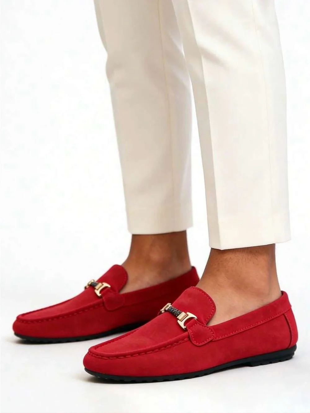 Men's Dark Red Suede Bit Loafers